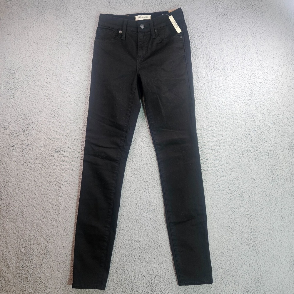 NWT‎ - Madewell Jeans Women Sz 25 8" Skinny Tall Zip Fly Stretch Black - NEW